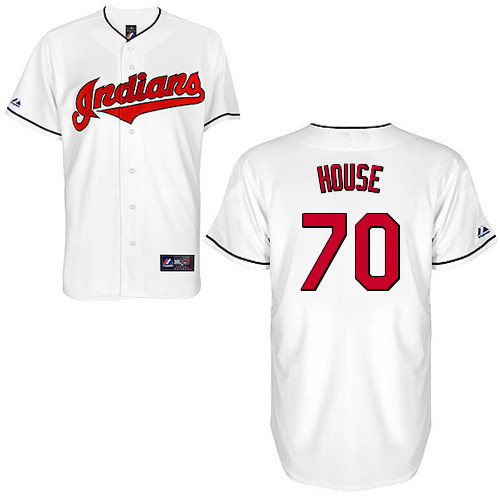 T-J House #70 Youth Baseball Jersey-Cleveland Indians Authentic Home White Cool Base MLB Jersey
